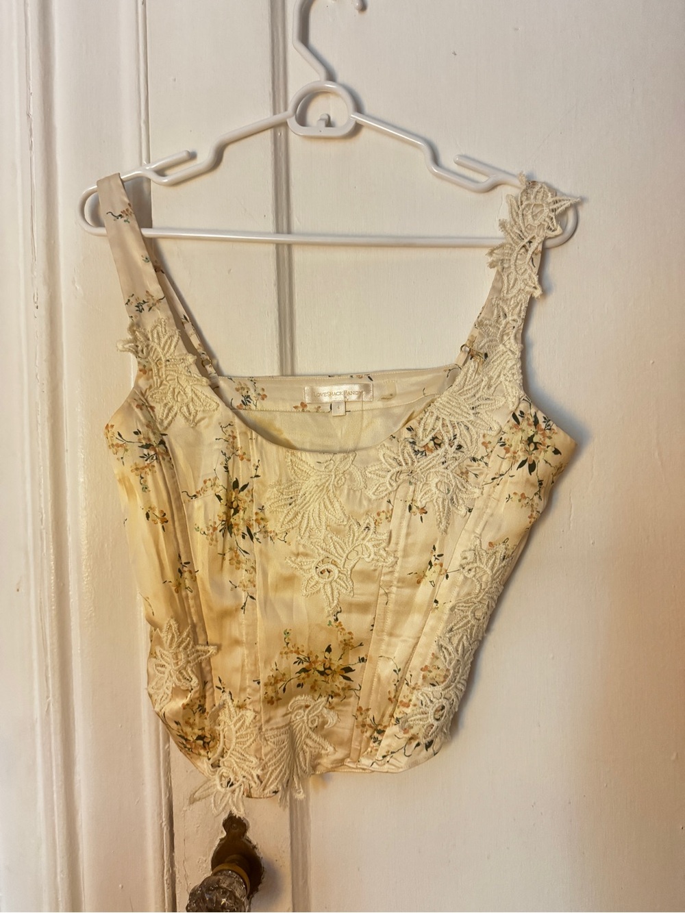 LoveShackFancy Cream Floral Lace Cami